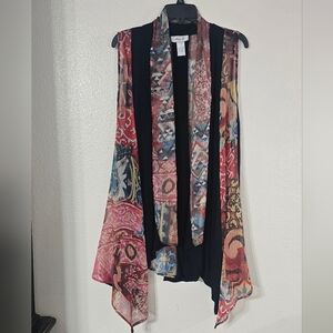Aria A Open Front Cardigan Sz L Sleeveless Artsy Layering Lagenlook